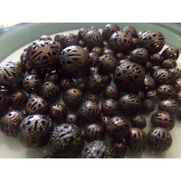 Mixed Red Copper Plated Filigree Spacer Beads - Picture 1 of 2